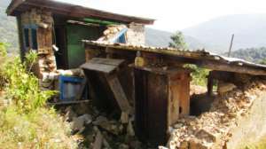Earthquake destroyed Toilets in school