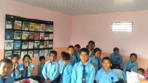 Students studying in new classroom