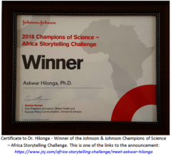 Hilonga - winner of Johnson & Johnson Award