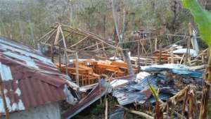 A destroyed school building in Chardonette