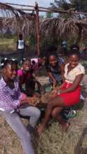St. Paul's students working together in the garden