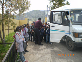 Children waiting in line to go home