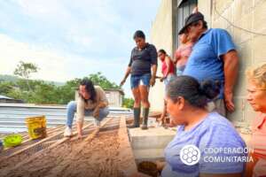 Women and men take part in the reconstruction.