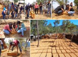Hands-on workshop to make adobe bricks