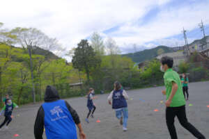 Running around in the field