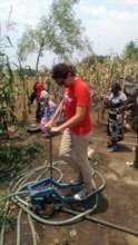 Our president Elena tries the pedal pumps