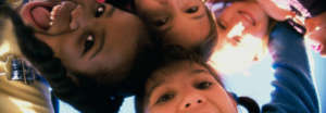 Children looking down into camera!