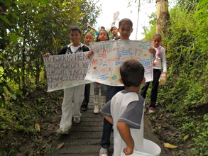 Boys and girls on an environmental tour