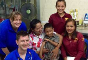 SicKids team delivering child clinics in Cambodia