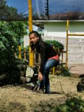 University student spending time volunteering