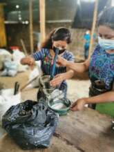 Helping to make bokashi