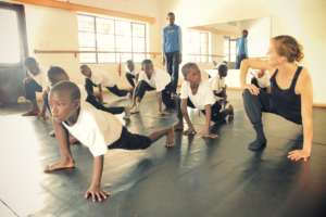 Joseph (center) in dance class