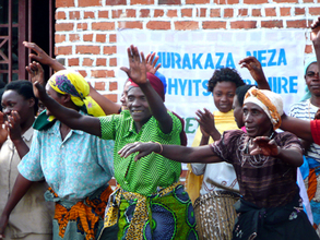 Women celebrating the visit