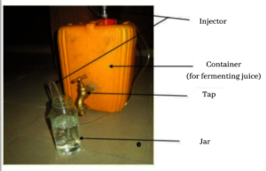 Cashew apple wine fermentation container