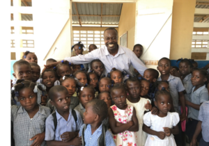 Kindergarten, primary school students and teacher