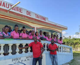 Sewing class participants and instructors