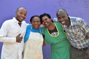 Geoffrey, Mami Kwagala, Linda, Caleb (left-right)
