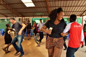 Music participants engage in a dancing activity