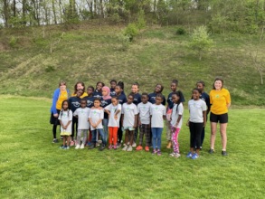 Girls team photo in the West End (PGH)