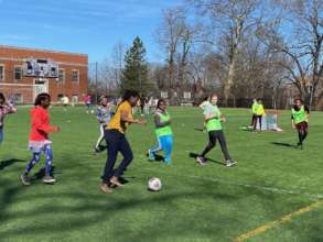 Our girls are always ready to play soccer.