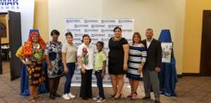 Award ceremony with school members