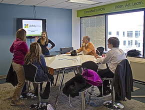 Learning all about GlobalGiving from Alexis