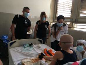 Distributing diapers, food, and medical supplies
