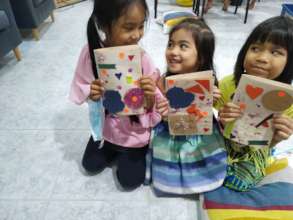 Showing off the project that they made