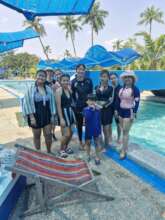 Cooling off in the pool after the rides