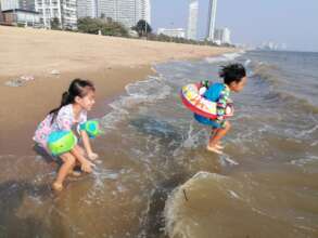 Playing in the ocean!