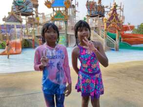 Two of our kids enjoying the water