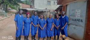 7 of the 8 USPCA Haven staff in their new uniforms