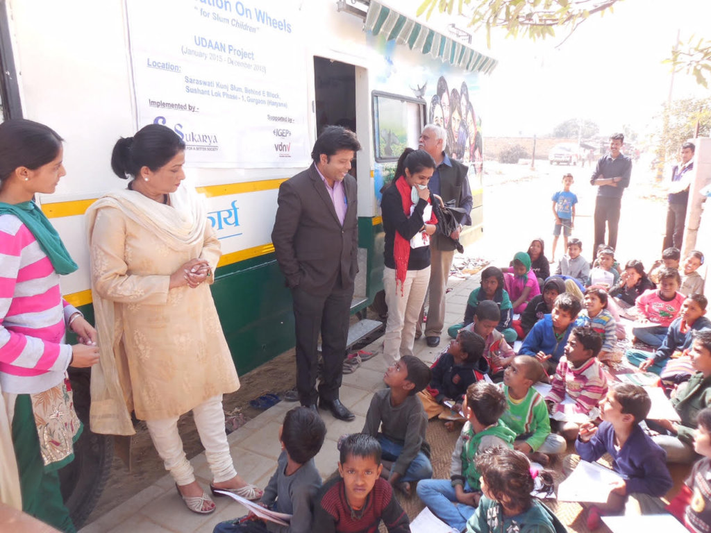 Sukarya founder interacting with the children