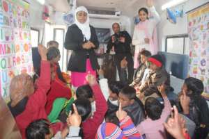 Inside the mobile classroom with the teachers