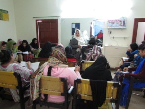 Girls in the beautician training session