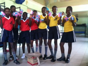 girls with sanitary towels