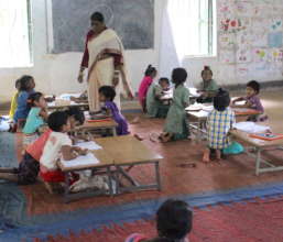 Mrs. Kanaka Mani Das teaching in Class I