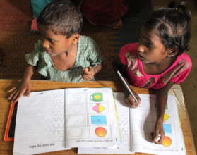 Sapna and Kholona enjoying Drawing