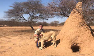 Lisboa and Calum by termite mound