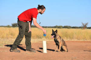 Tim with Gamena the Scat Dog