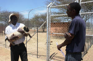 A farmer picks up his pup from CCF