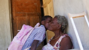 Edline with her grandmother Iracia.