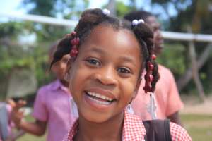 A student at St. Bart's in the town of Nan Mango.