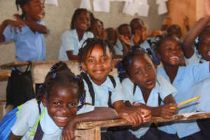 Third graders at the Wesleyen School in Nan Mango.