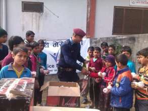 Police treating our boys to fruit in Birgunj