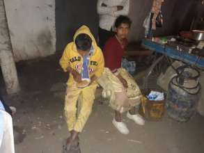Night time visit and assistance to street children