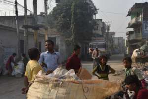 Our staff with street children