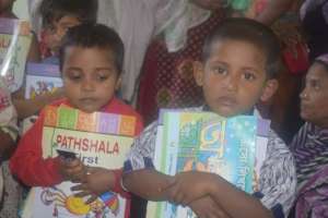 Students at the new preschool at Raufabad