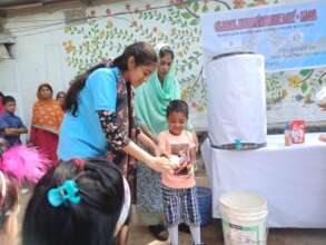 Learning how to wash hands properly