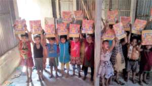 Rakib, with his buddies in school